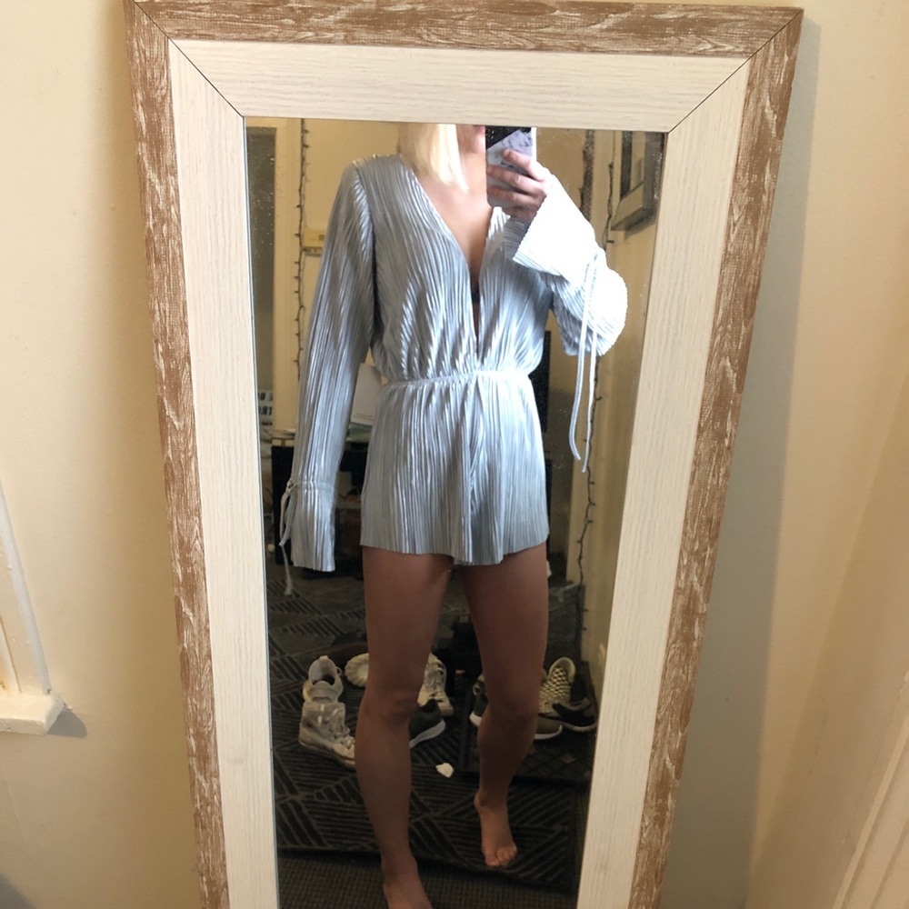 V Cut Grey Romper